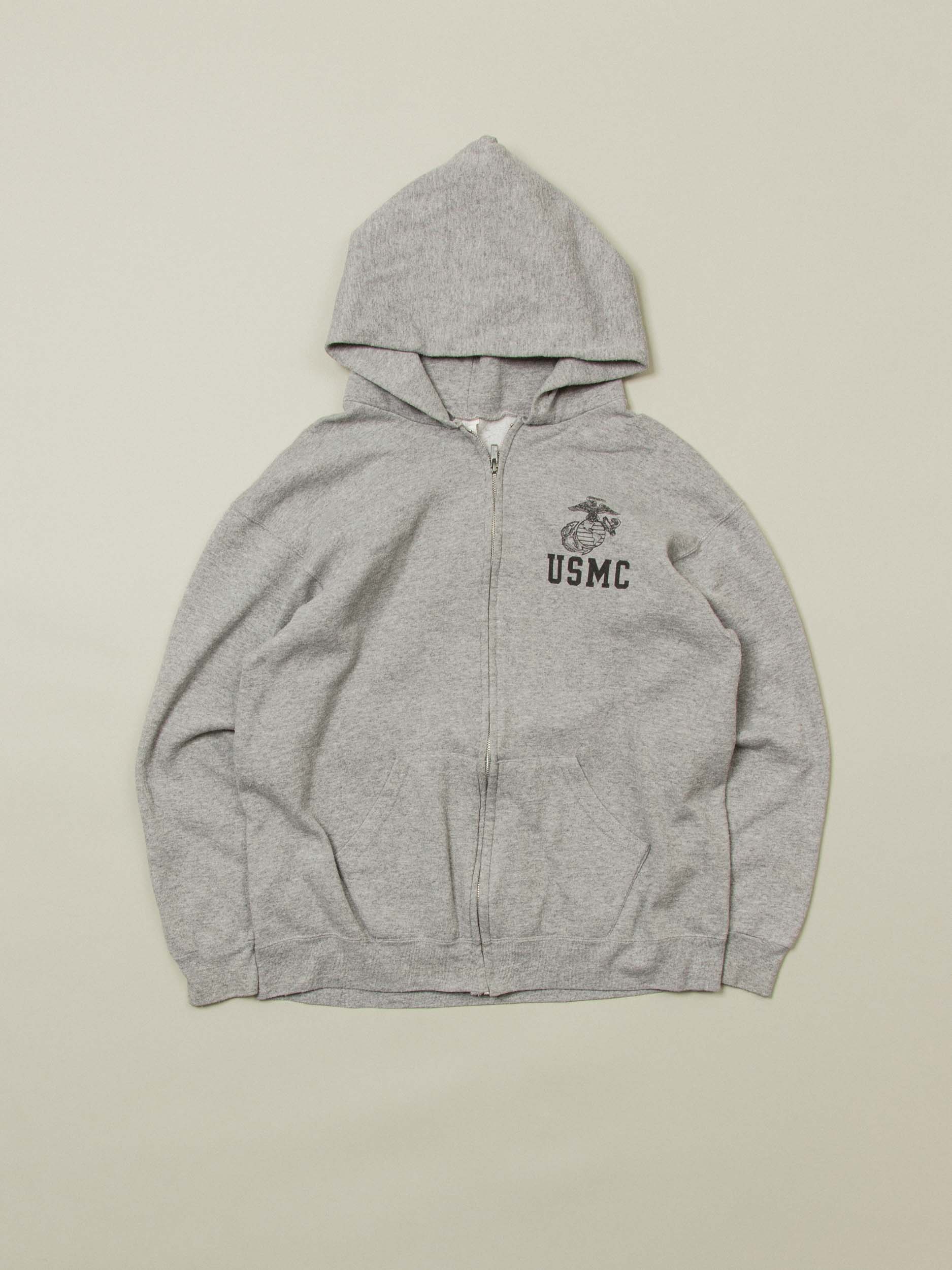 Vtg 1990s USMC Zip-Up Hoodie – Made in USA (L)