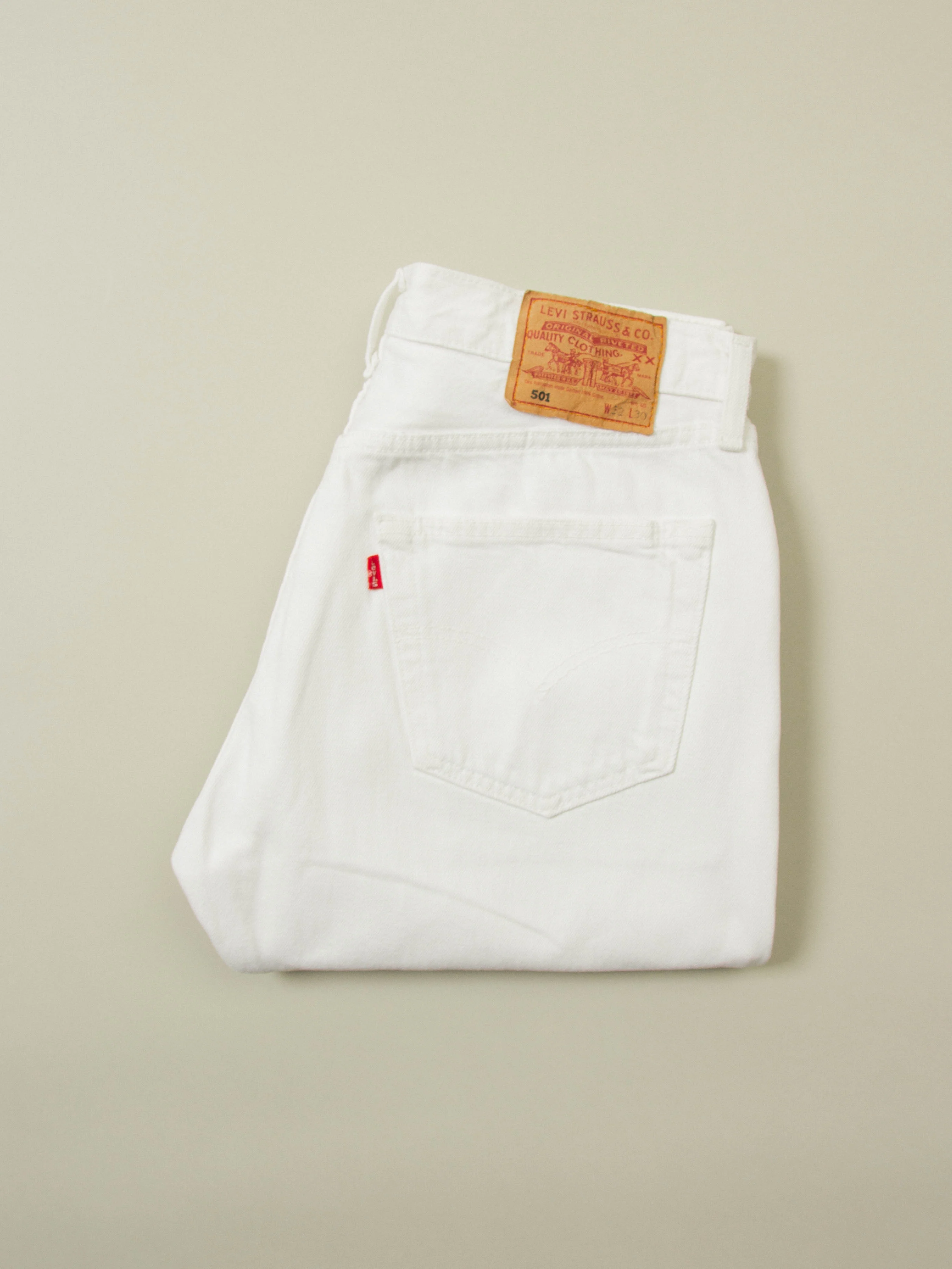 Vtg 1990s White Levi's 501 Jeans – Made in UK (30x30) - Image 7