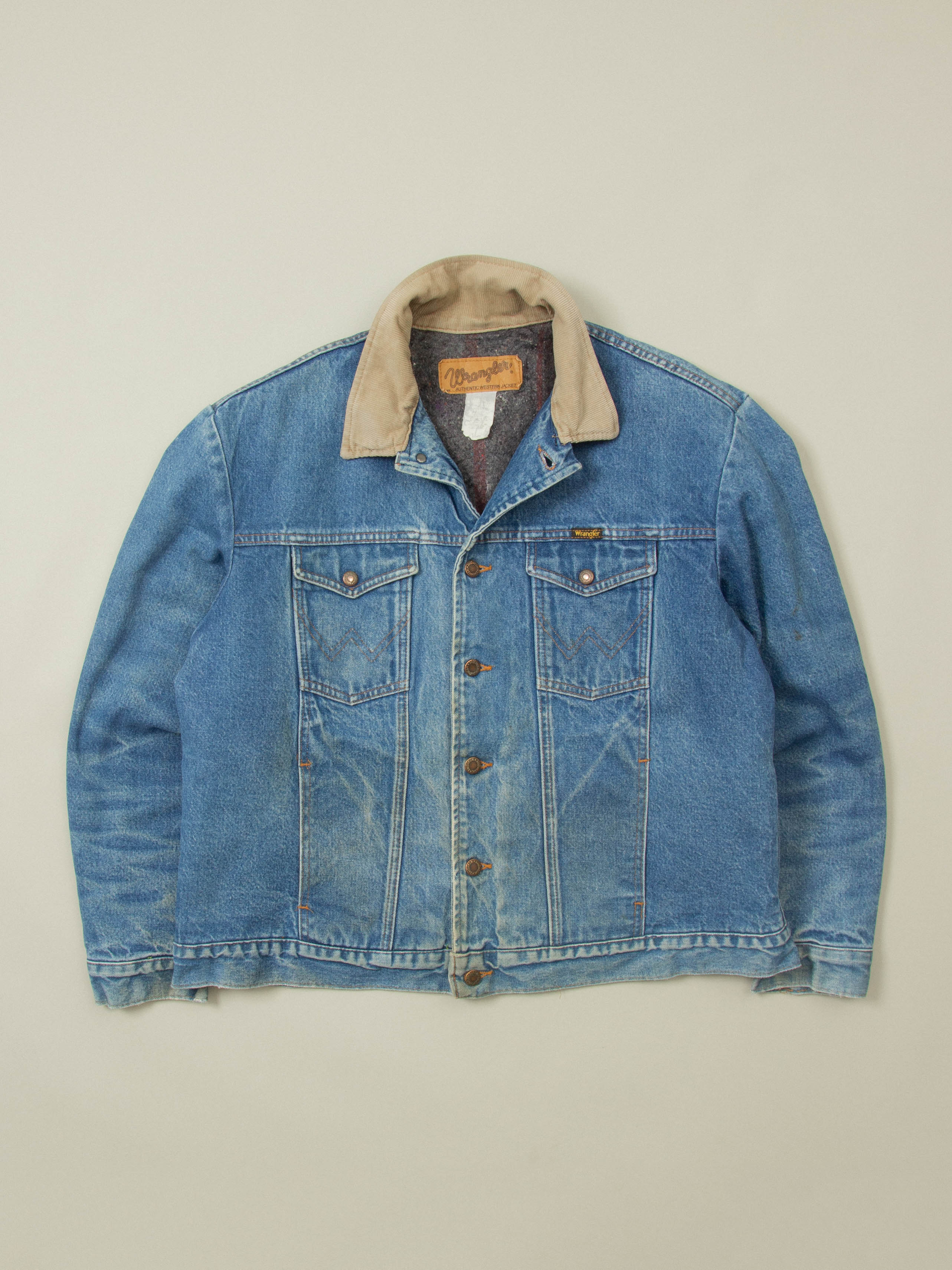 Vtg 1990s Wrangler Lined Denim Jacket - Made in USA (L)