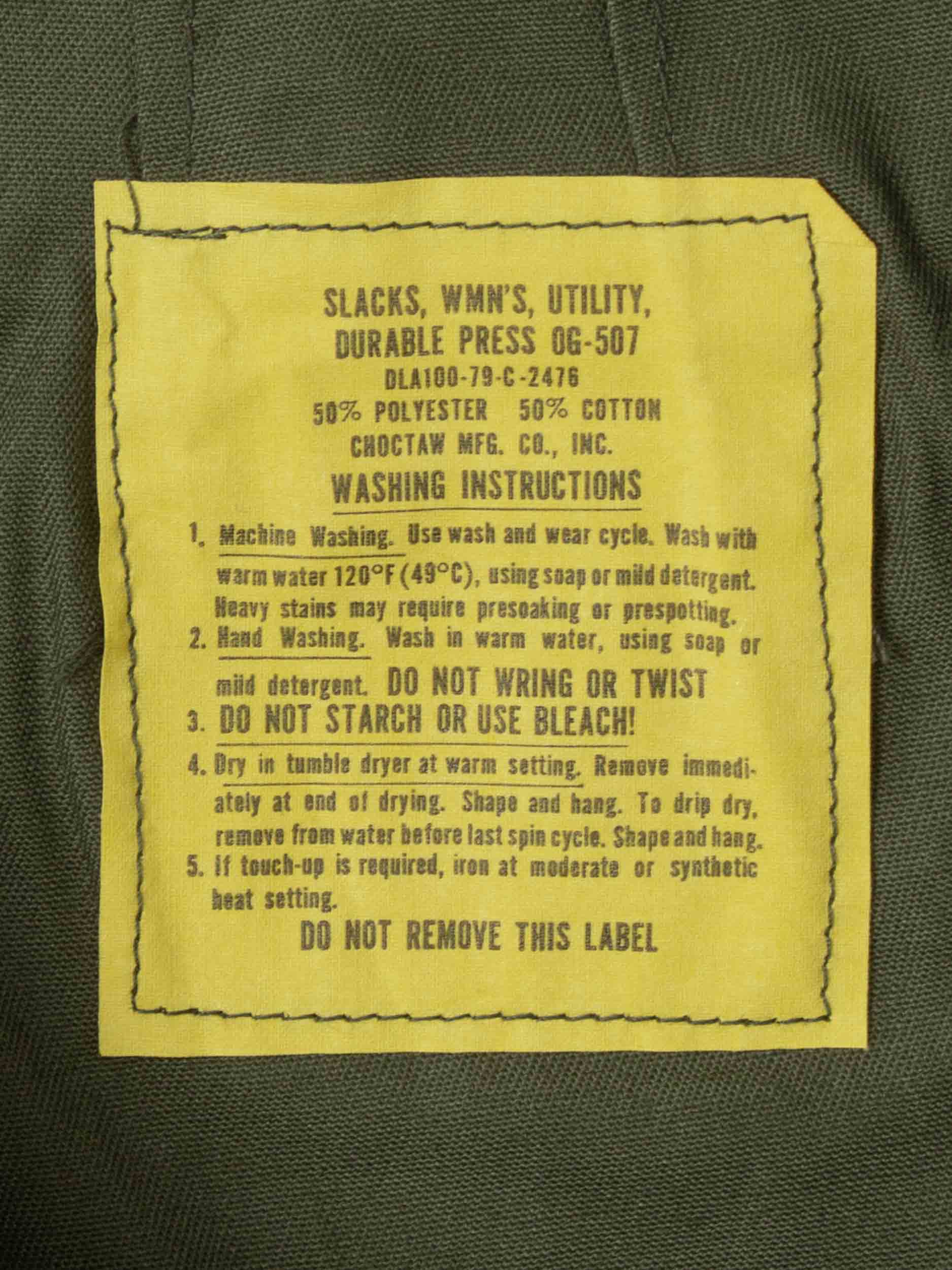 Vtg Deadstock Women's OG-507 US Army Fatigue Trousers (26") - Image 6