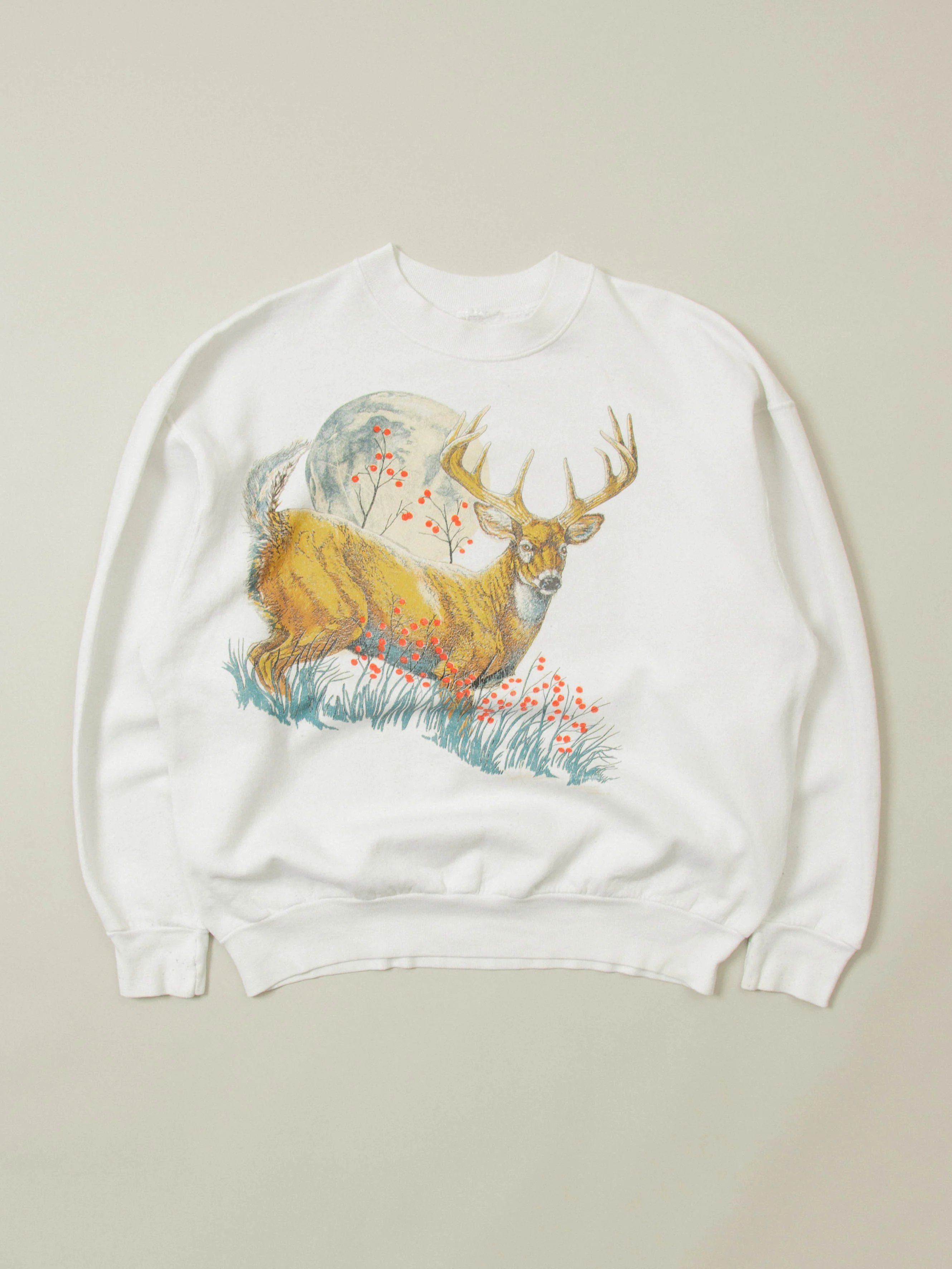 Vtg Deer Wildlife Graphic Sweatshirt (L)