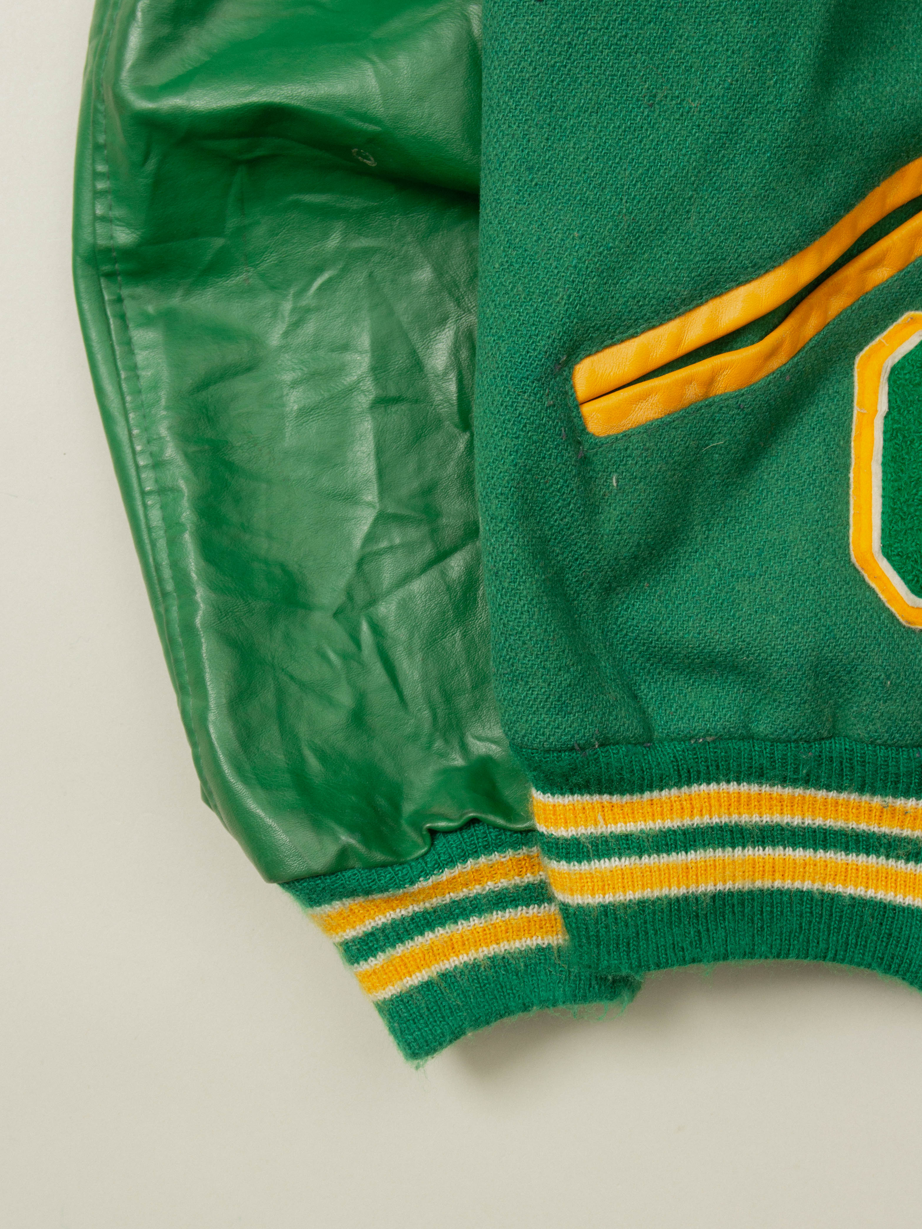 Vtg Green Wool Varsity Jacket - Made in USA (XXL) - Image 2