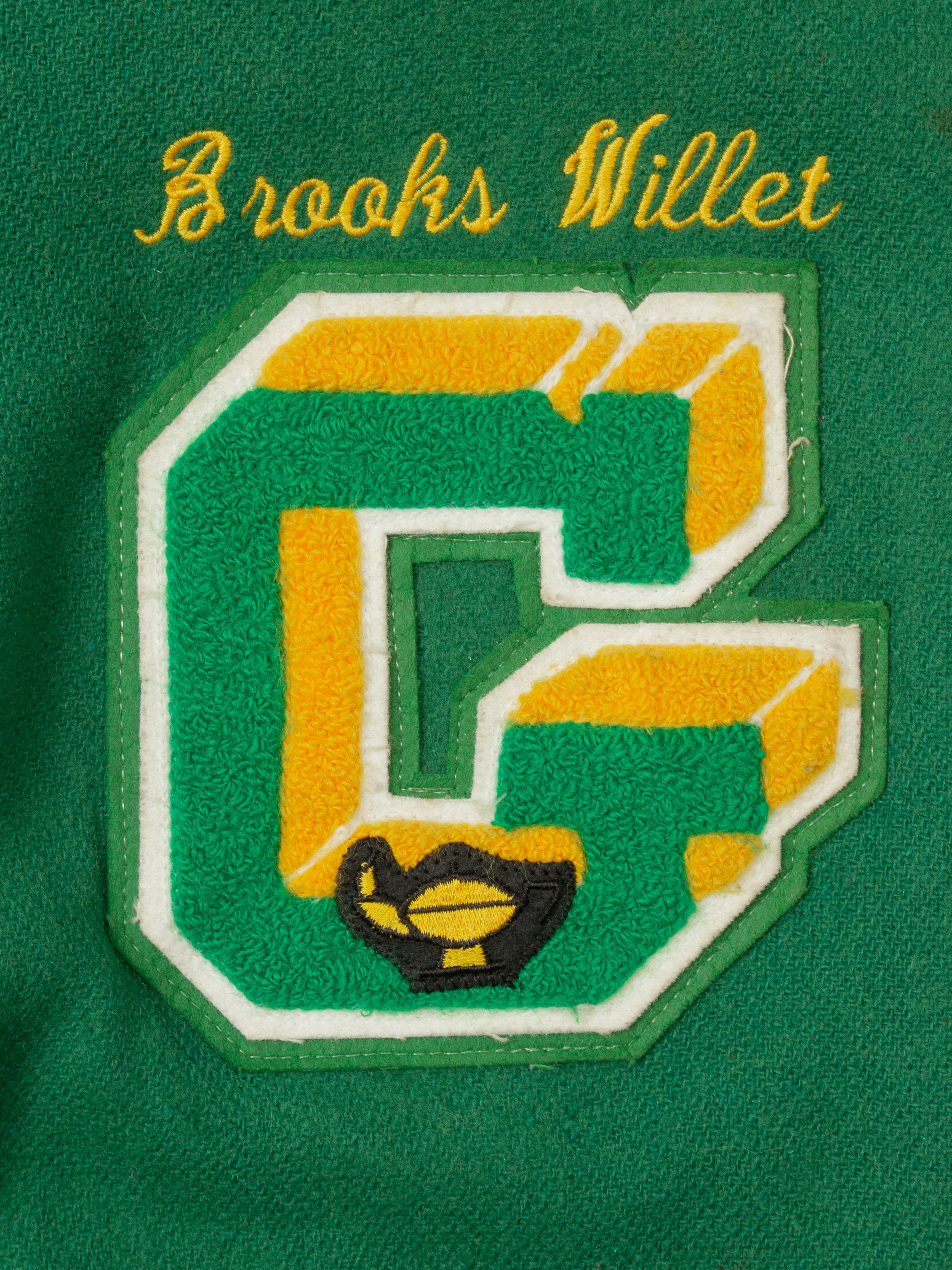 Vtg Green Wool Varsity Jacket - Made in USA (XXL) - Image 4