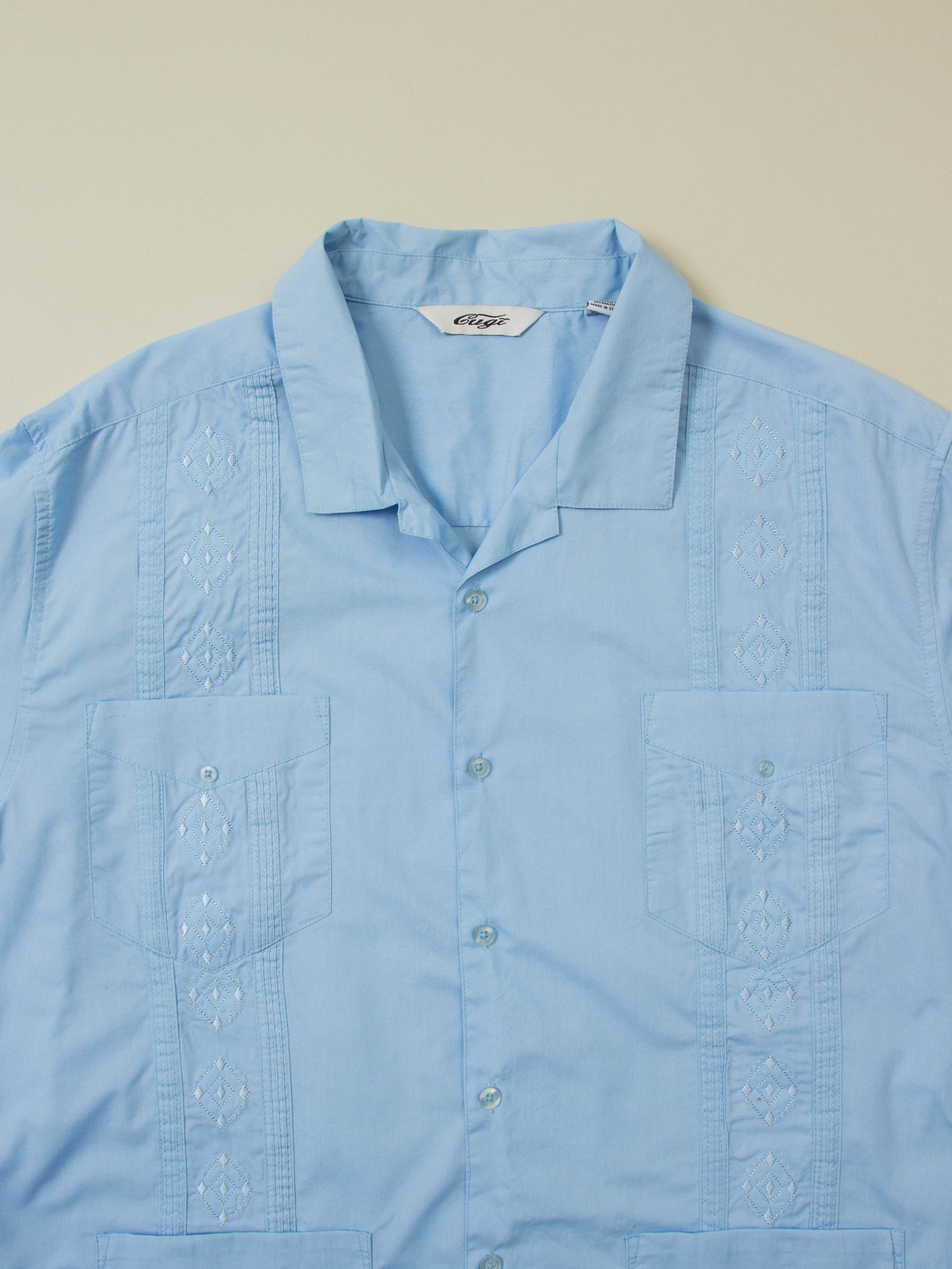 Vtg Guayabera Cuban Short Sleeve Shirt (XL) - Image 3