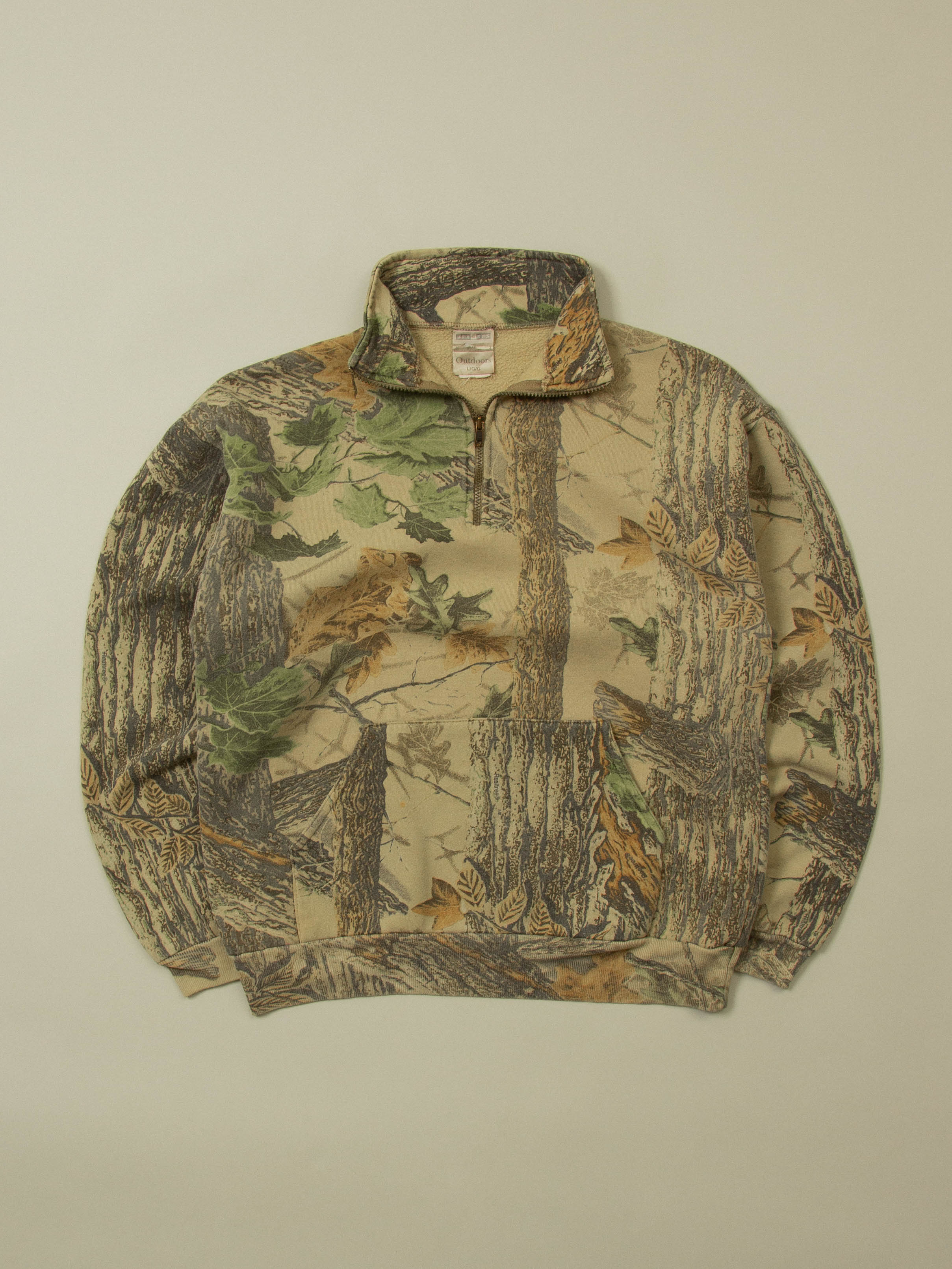 Vtg Hunting Camo Quarter-Zip Sweat (M)
