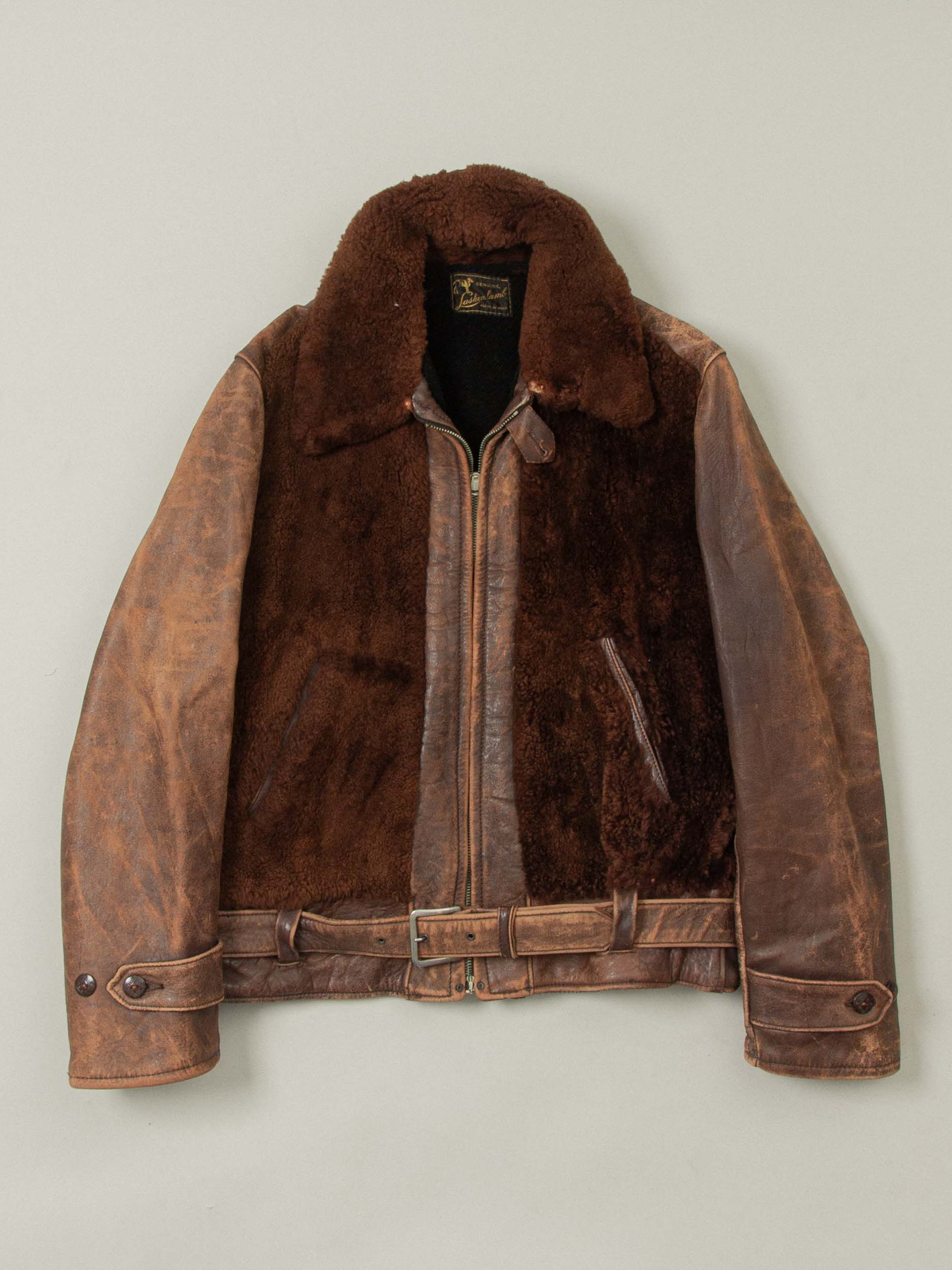 Vtg Rare 1930s Laskin Lamb 'Grizzly' Leather Jacket (M)