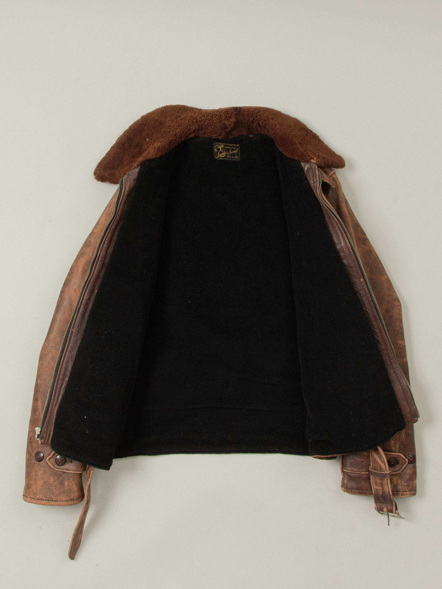 Vtg Rare 1930s Laskin Lamb 'Grizzly' Leather Jacket (M) - Image 2