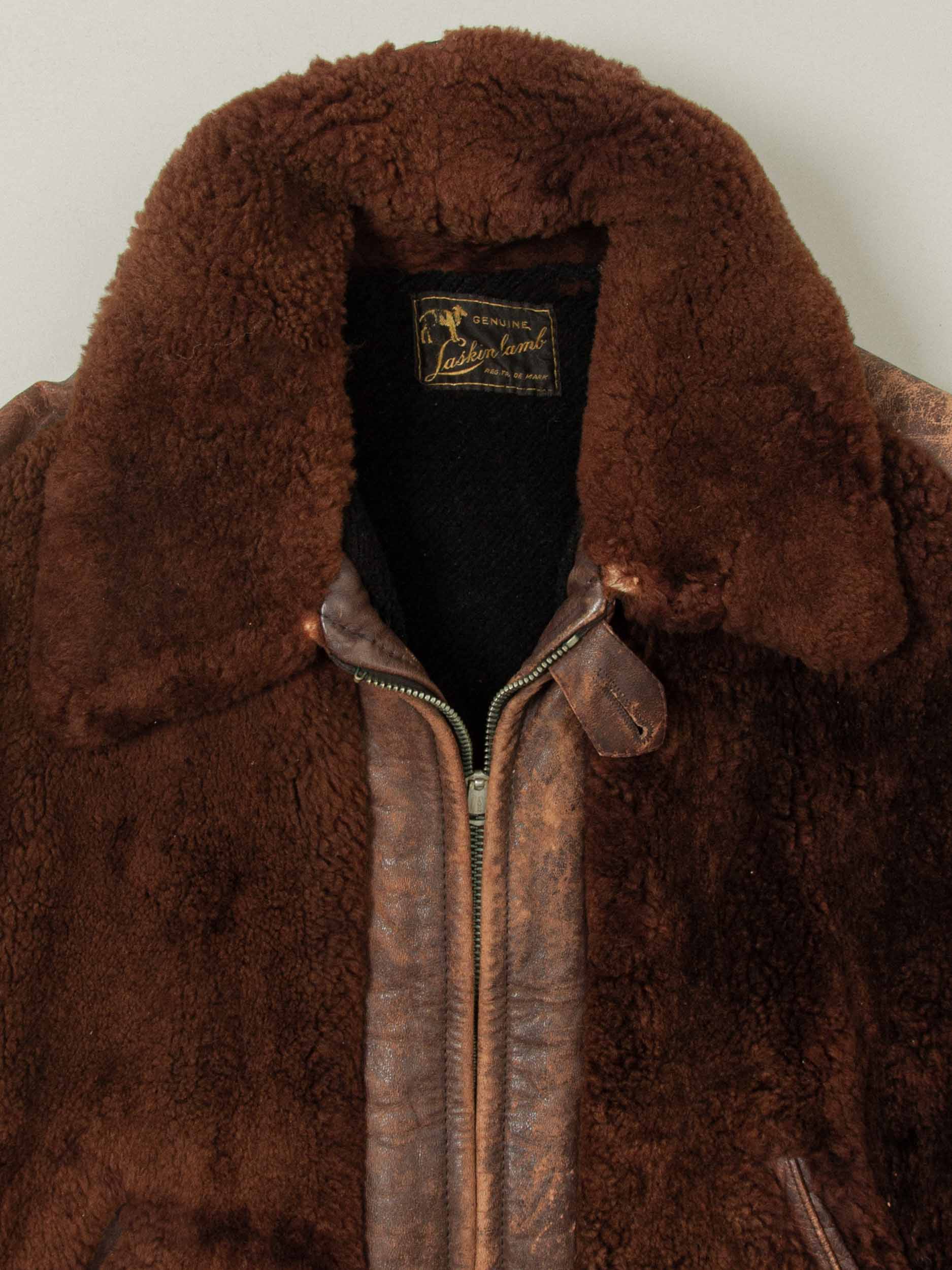 Vtg Rare 1930s Laskin Lamb 'Grizzly' Leather Jacket (M) - Image 4