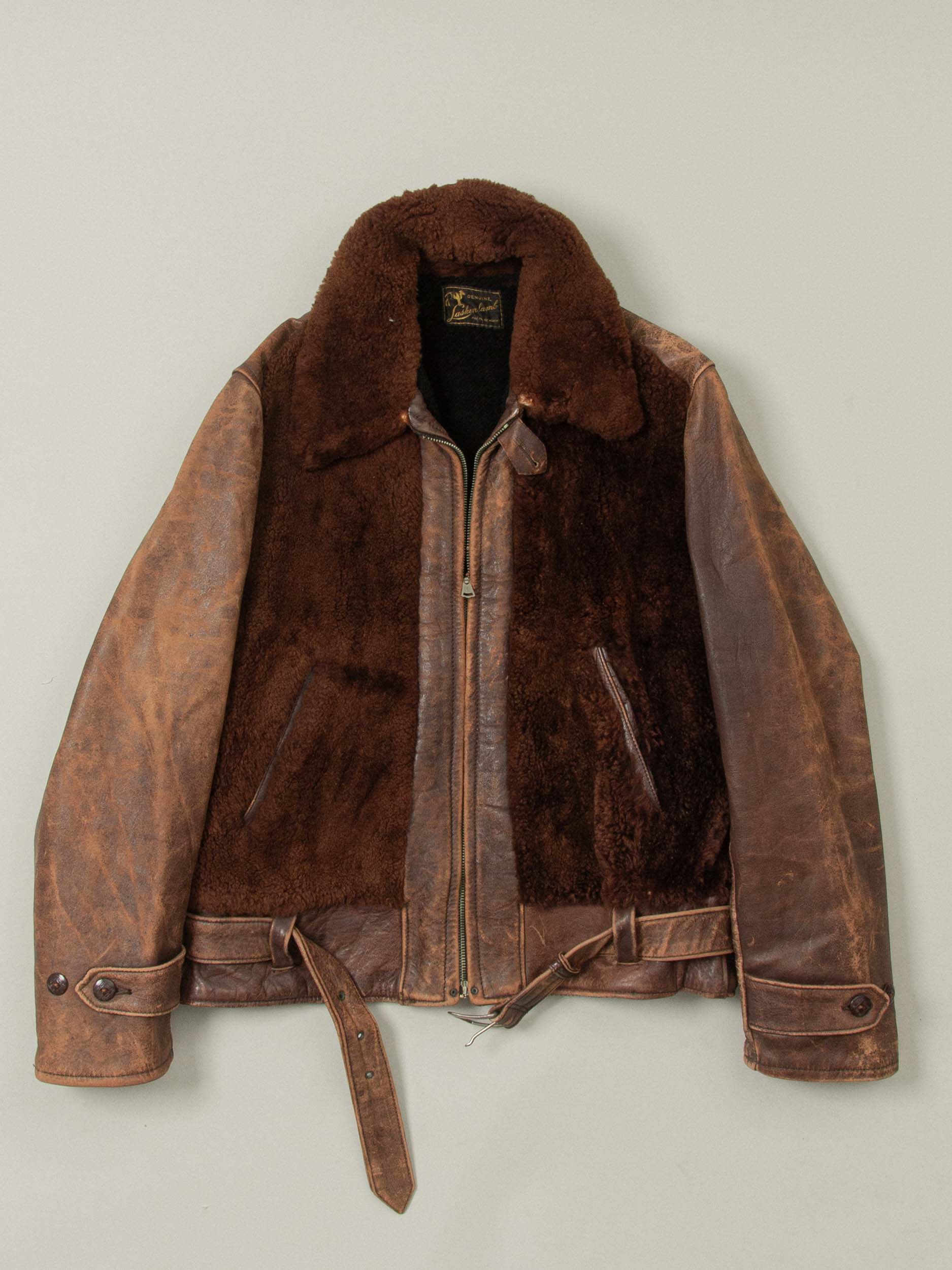 Vtg Rare 1930s Laskin Lamb 'Grizzly' Leather Jacket (M) - Image 9