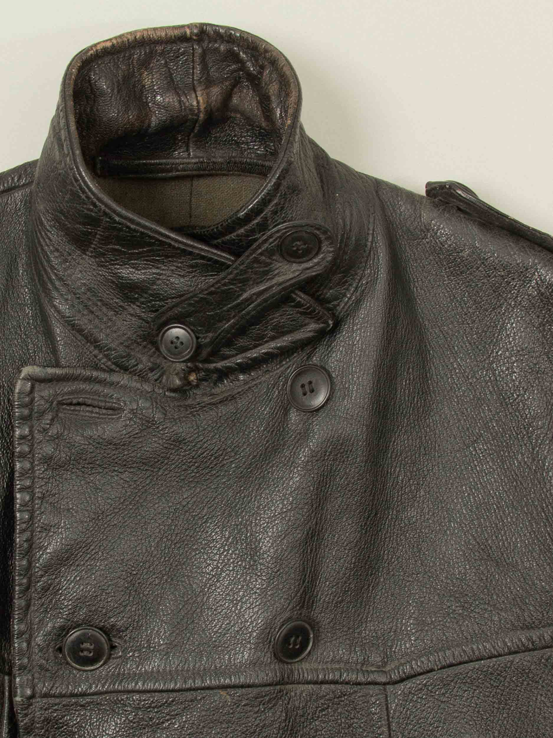 Vtg Rare 1940s Swedish Army Fringed Leather Jacket (M/L) - Image 6