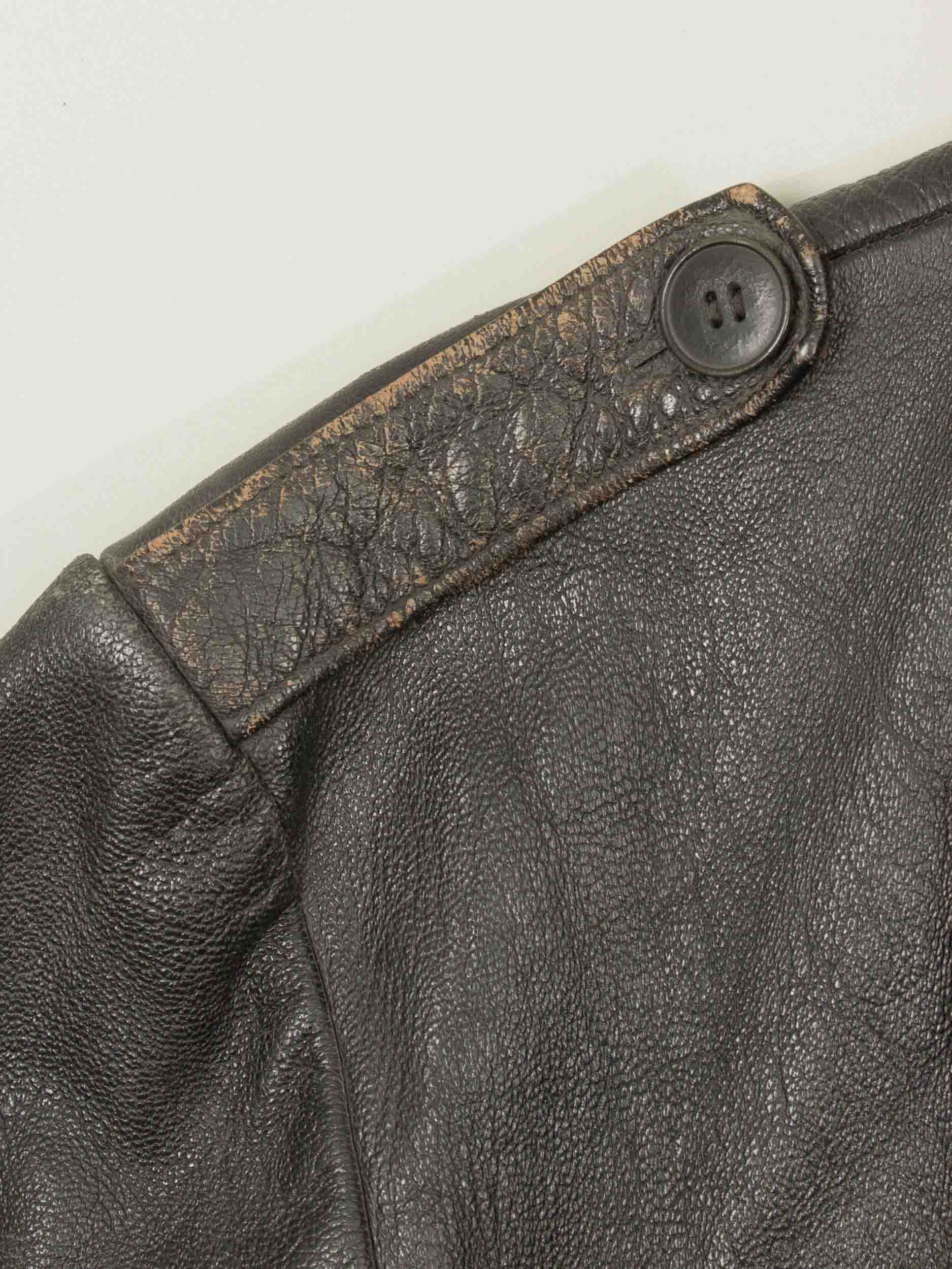 Vtg Rare 1940s Swedish Army Fringed Leather Jacket (M/L) - Image 7