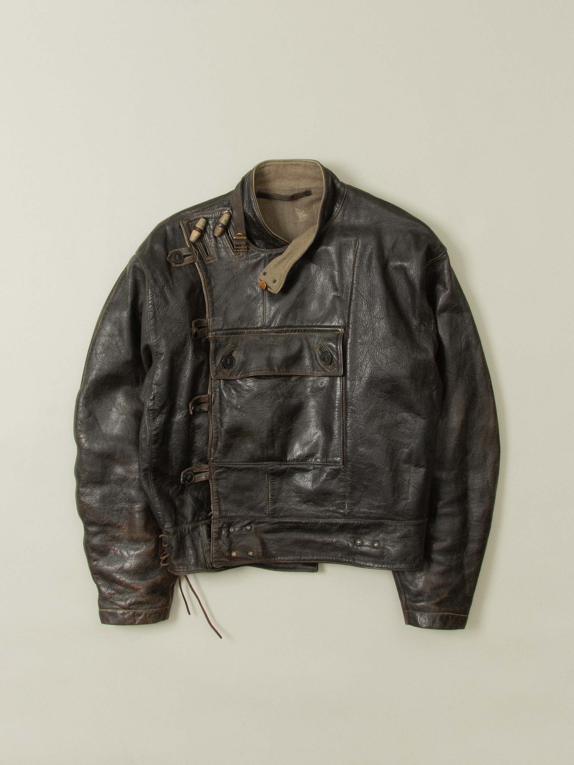 Vtg Rare 1950s Swedish Army Dispatch Leather Jacket (L)