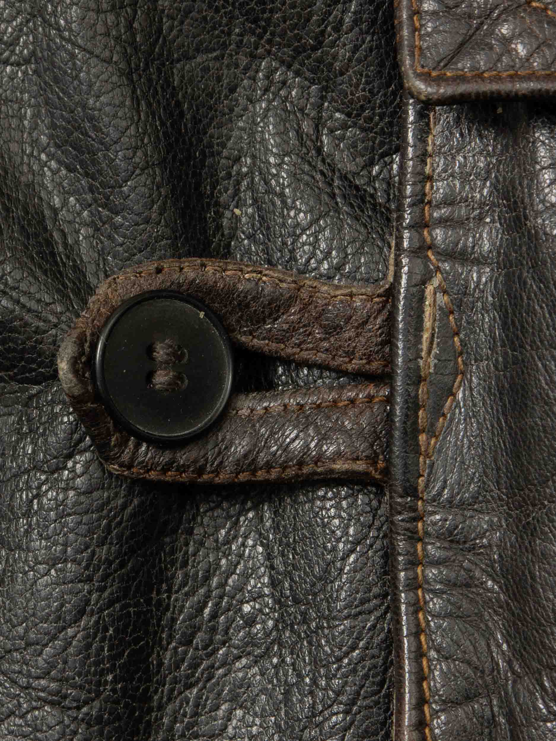 Vtg Rare 1950s Swedish Army Dispatch Leather Jacket (L) - Image 10