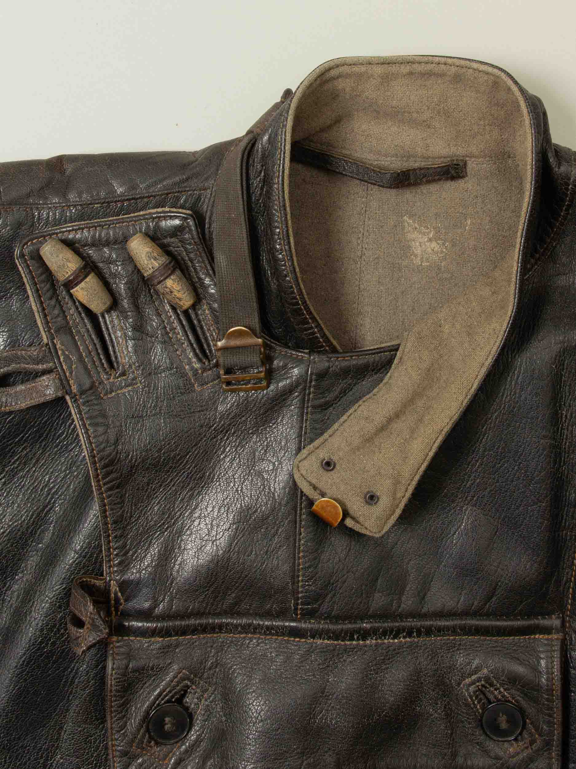 Vtg Rare 1950s Swedish Army Dispatch Leather Jacket (L) - Image 3