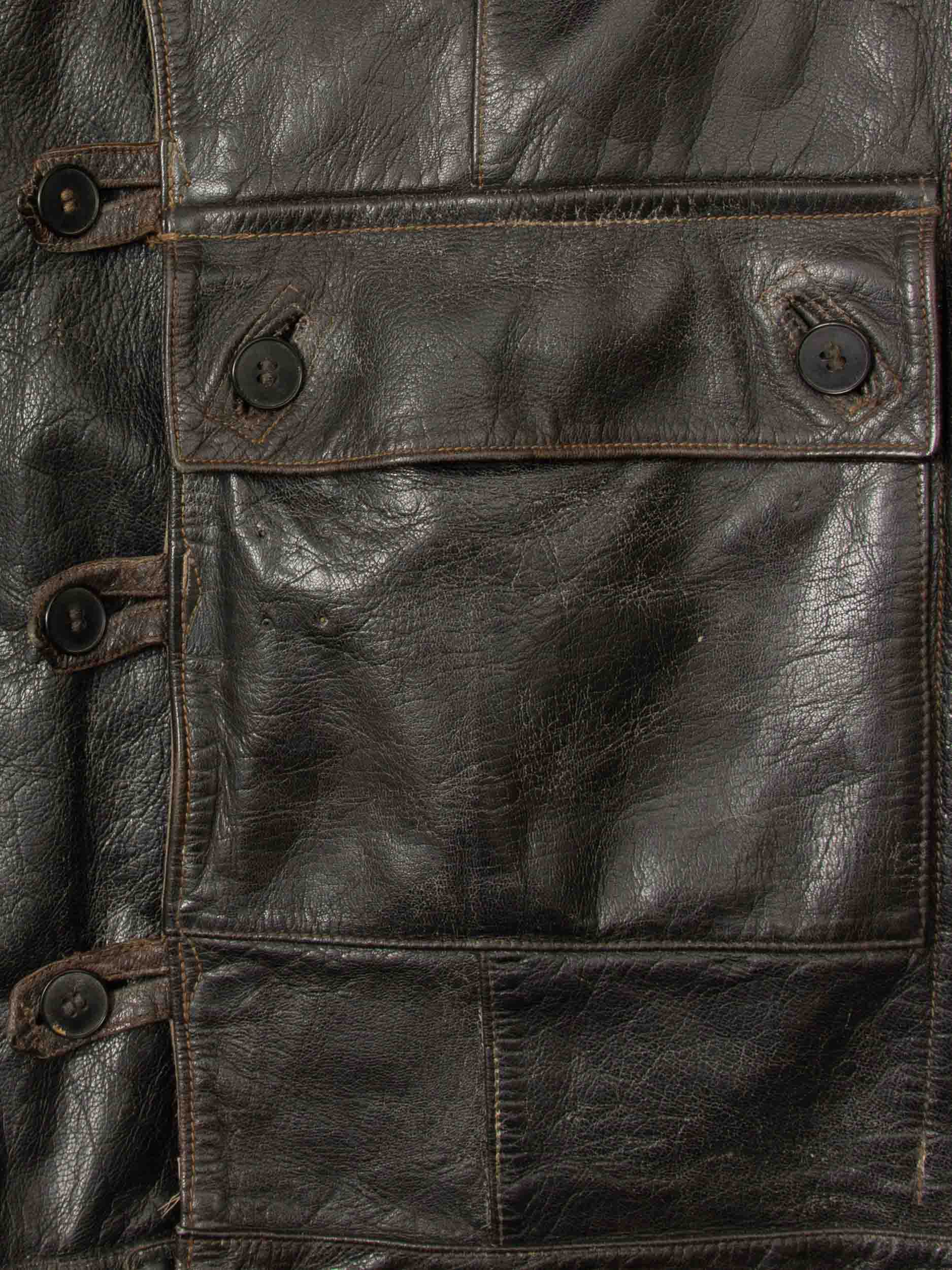 Vtg Rare 1950s Swedish Army Dispatch Leather Jacket (L) - Image 6
