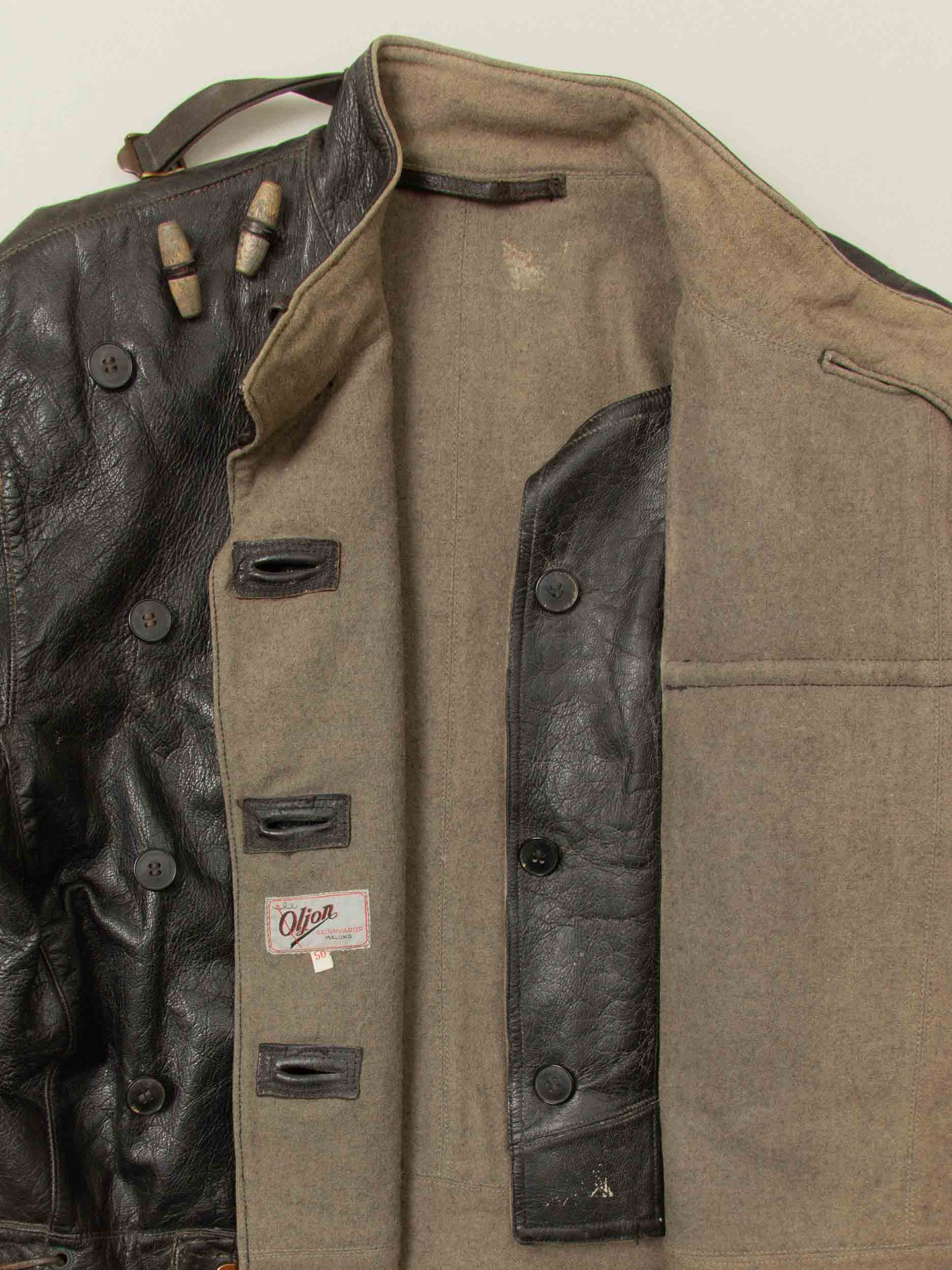 Vtg Rare 1950s Swedish Army Dispatch Leather Jacket (L) - Image 7