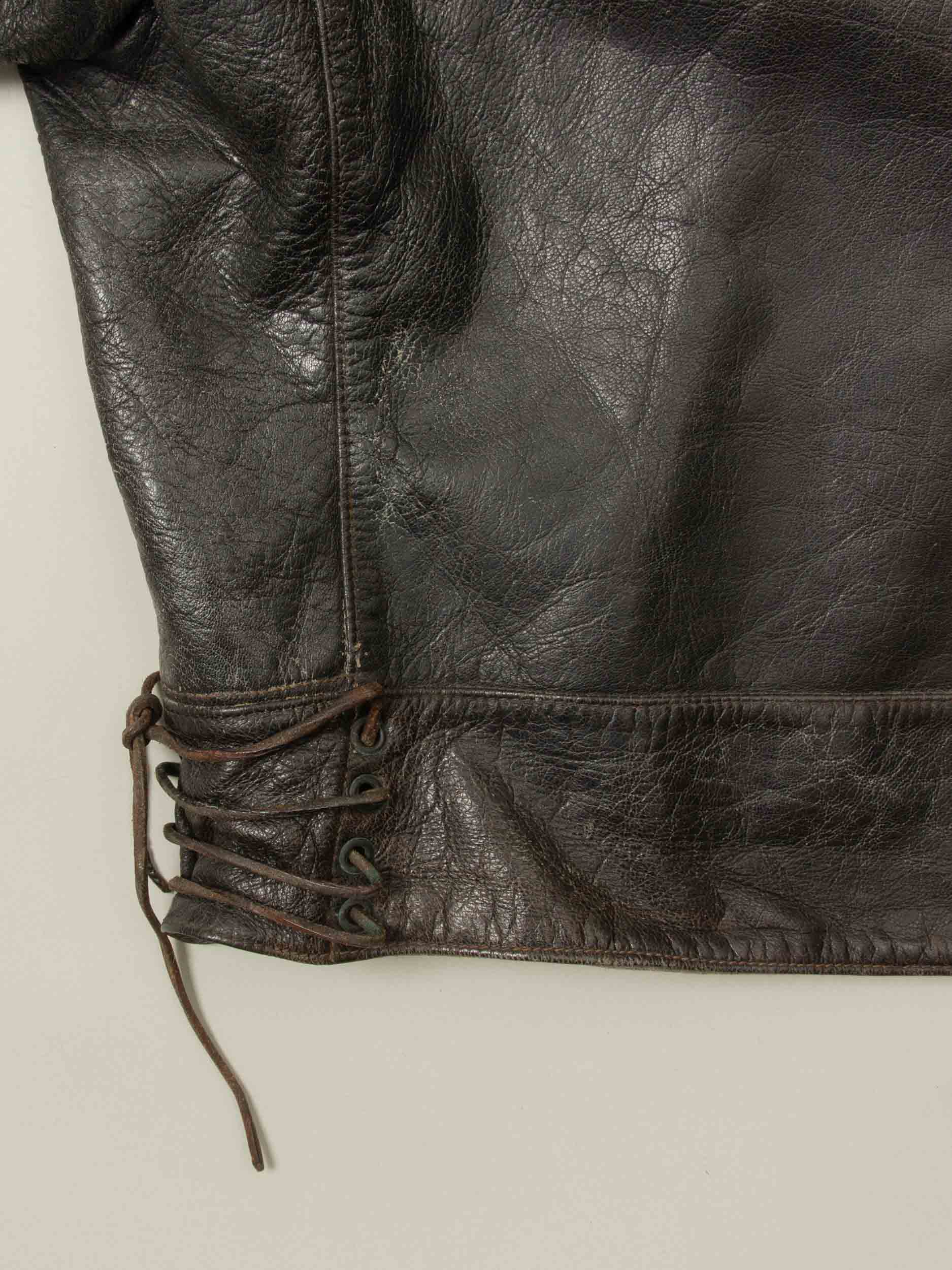 Vtg Rare 1950s Swedish Army Dispatch Leather Jacket (L) - Image 8