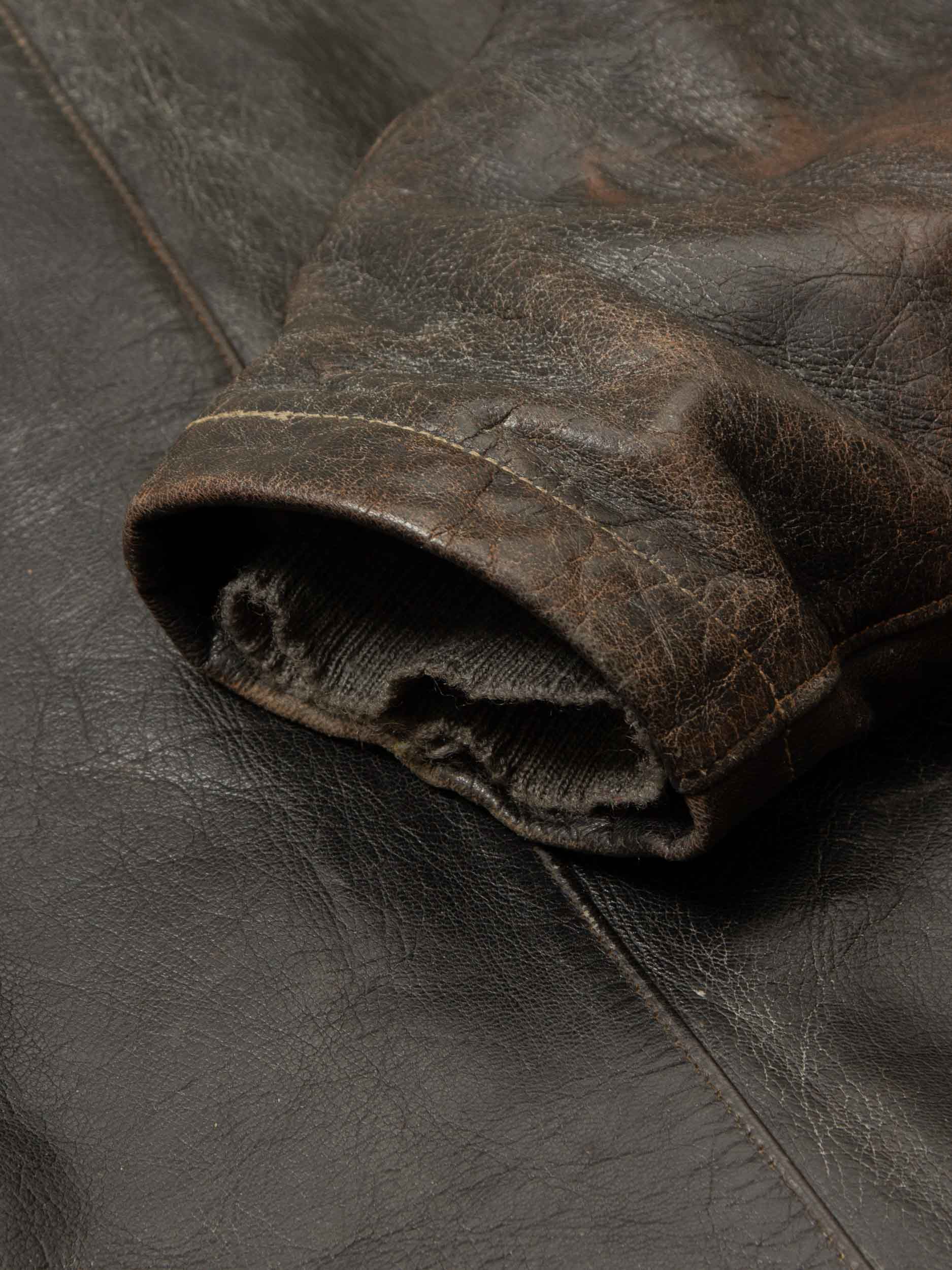 Vtg Rare 1950s Swedish Army Dispatch Leather Jacket (L) - Image 9