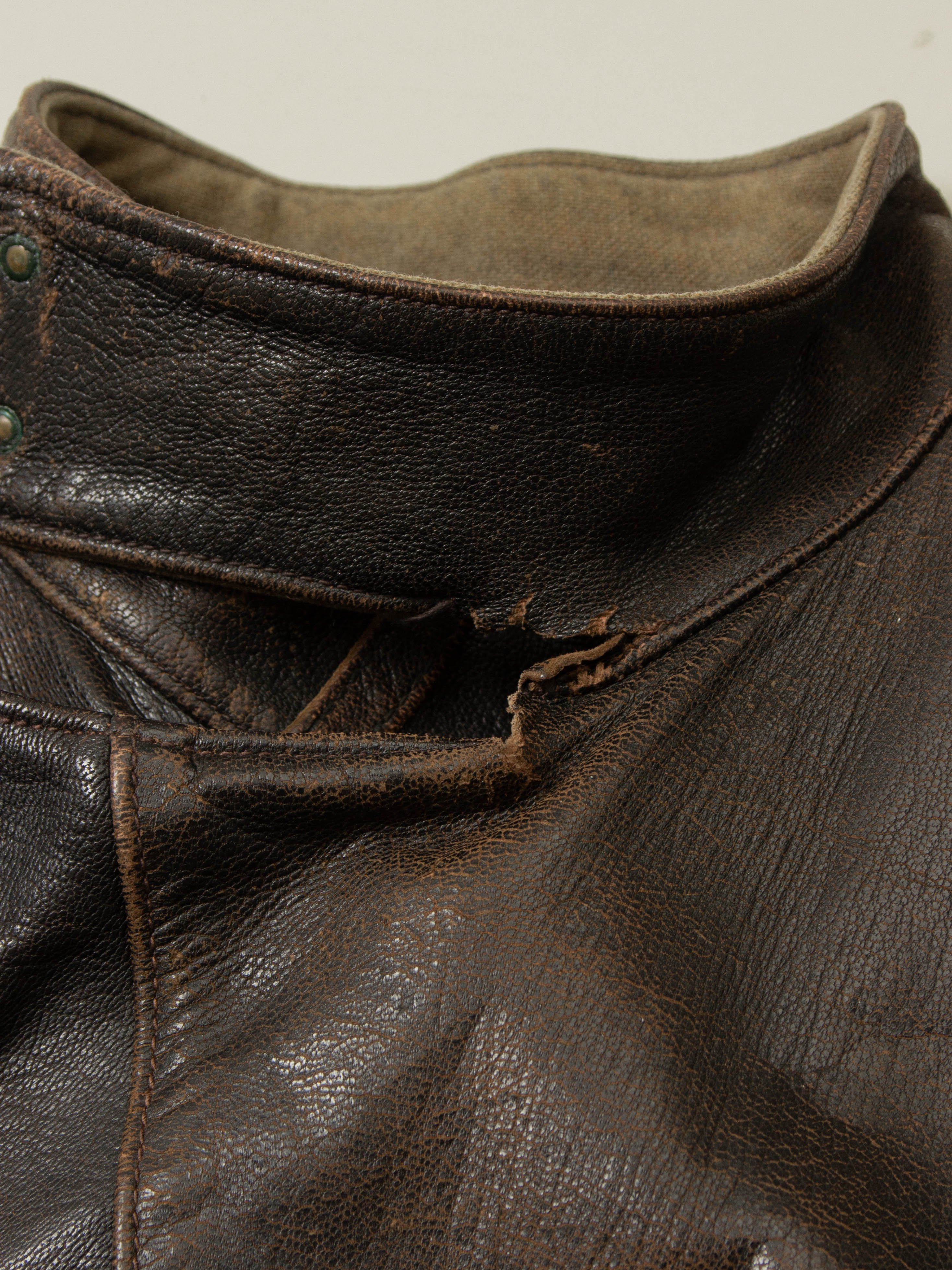Vtg Rare 1950s Swedish Army Dispatch Leather Jacket (L) - Image 10