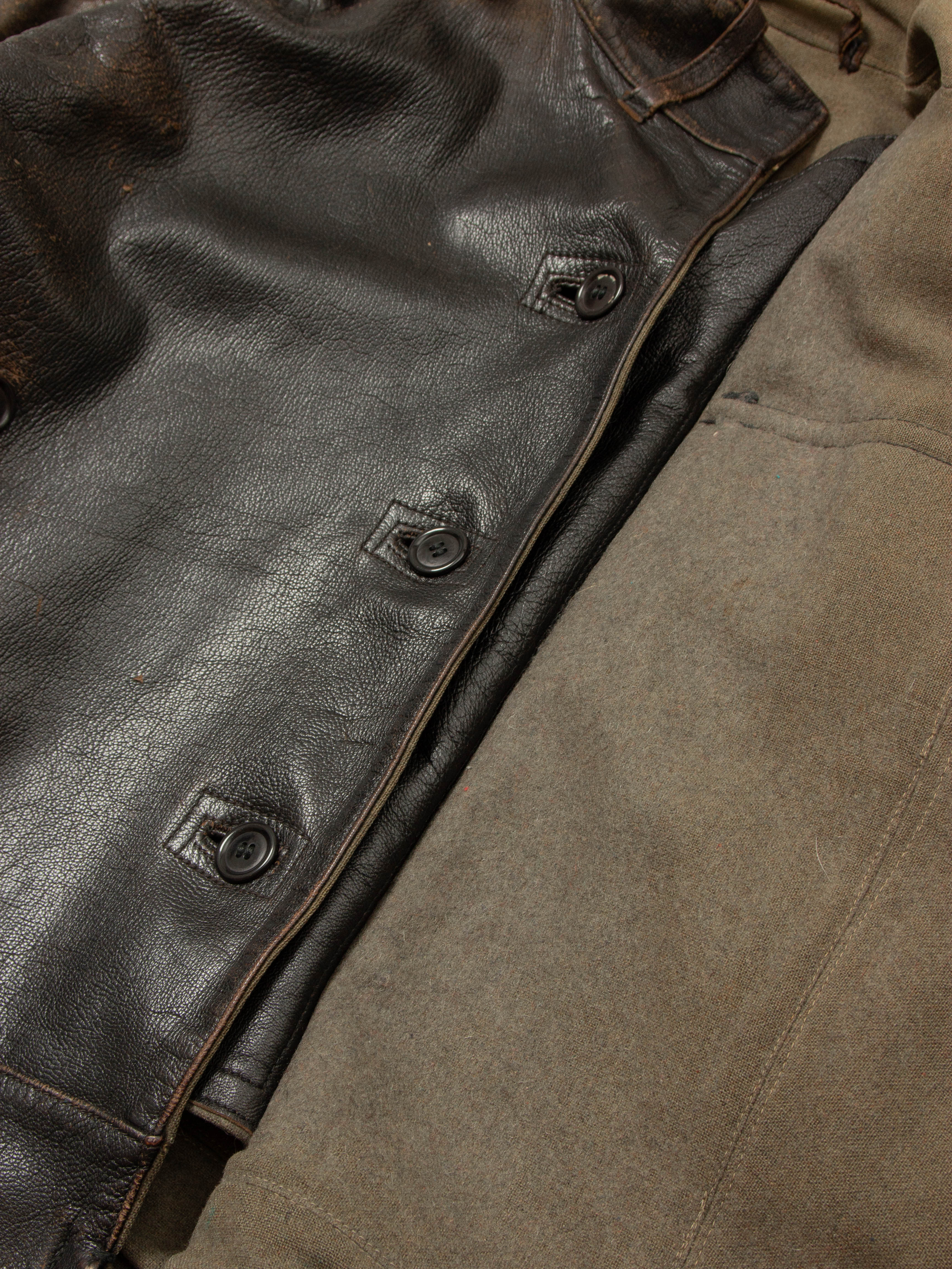 Vtg Rare 1950s Swedish Army Dispatch Leather Jacket (L) - Image 11