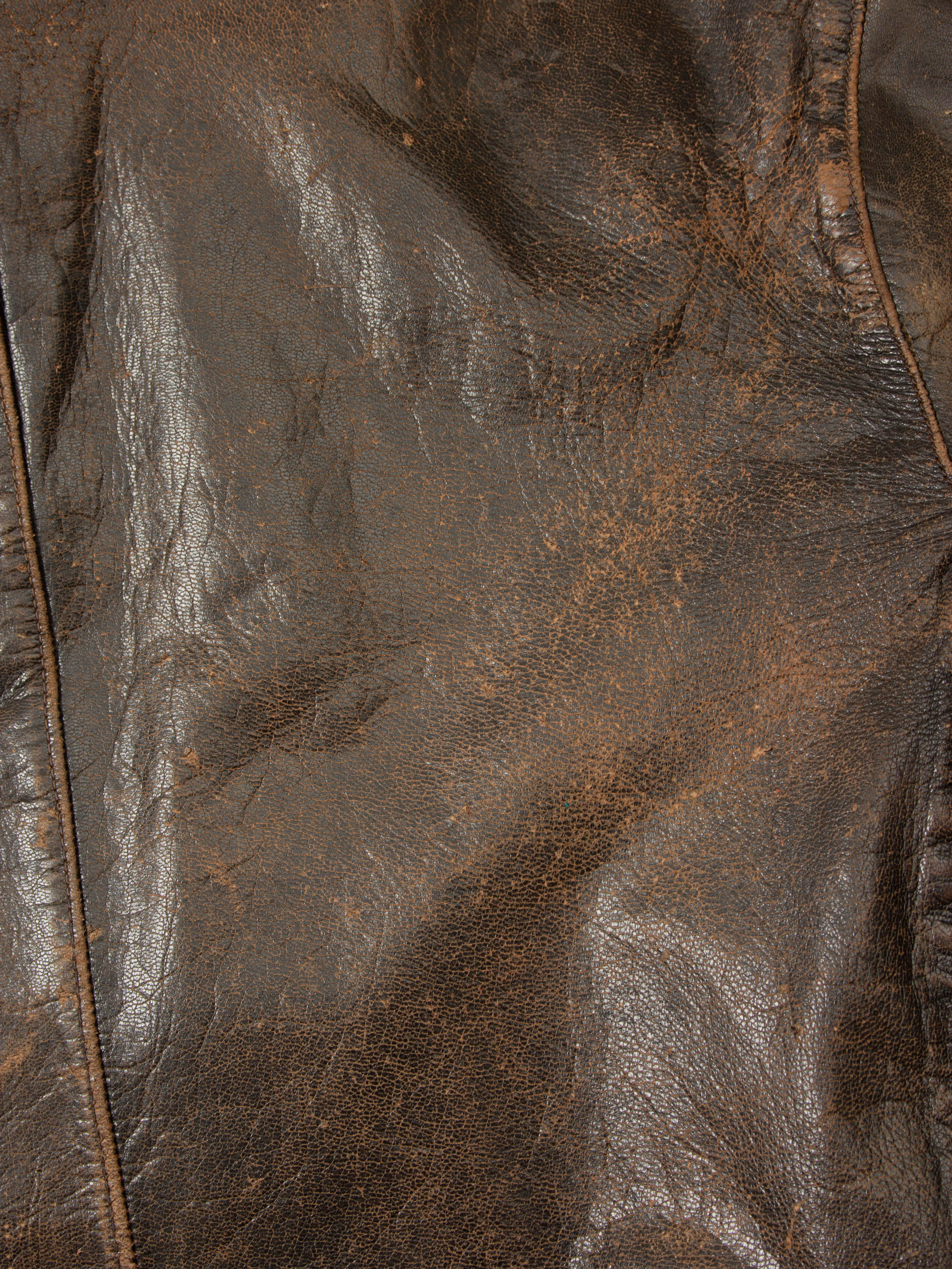 Vtg Rare 1950s Swedish Army Dispatch Leather Jacket (L) - Image 12