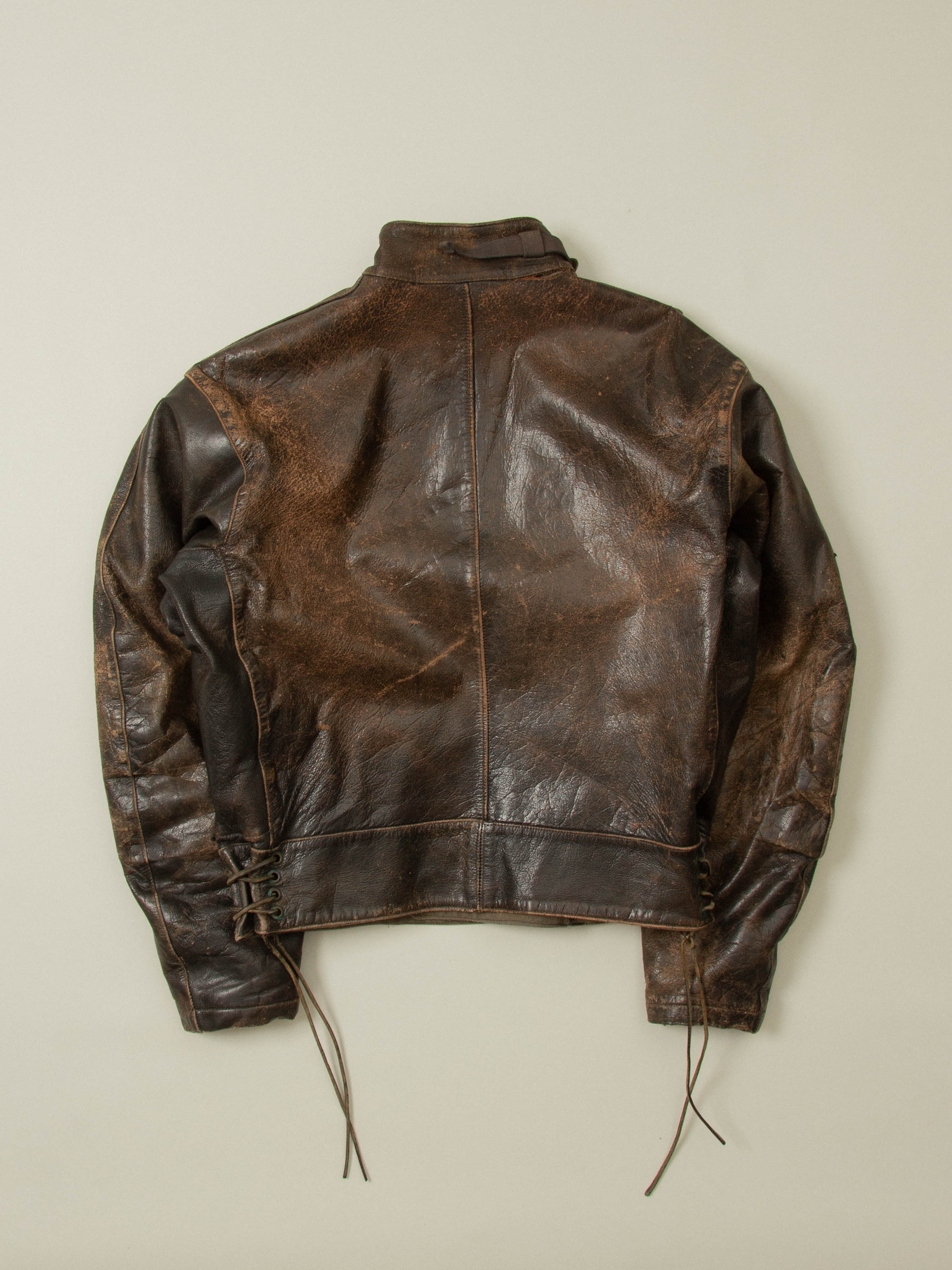 Vtg Rare 1950s Swedish Army Dispatch Leather Jacket (L) - Image 13