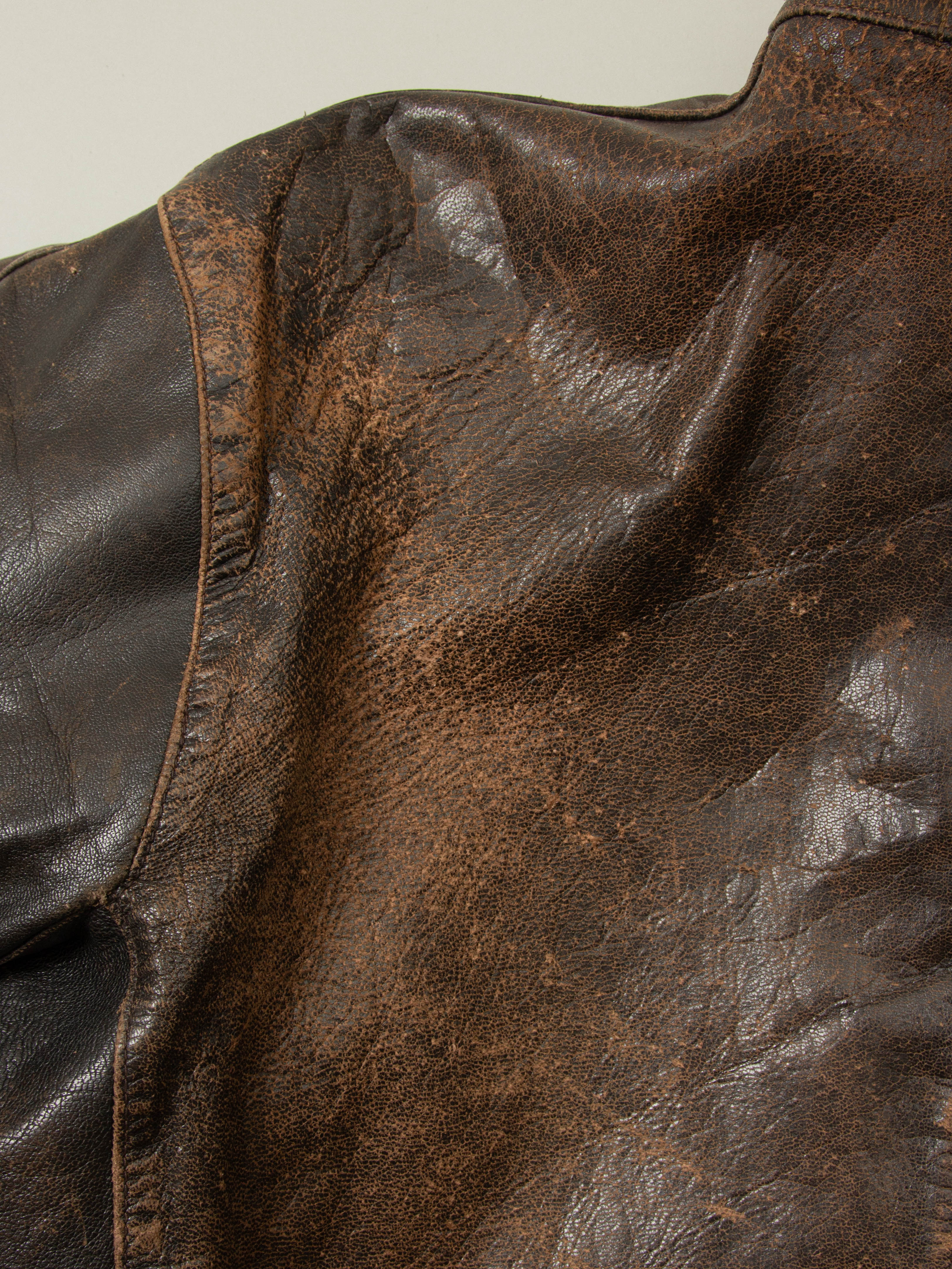 Vtg Rare 1950s Swedish Army Dispatch Leather Jacket (L) - Image 14