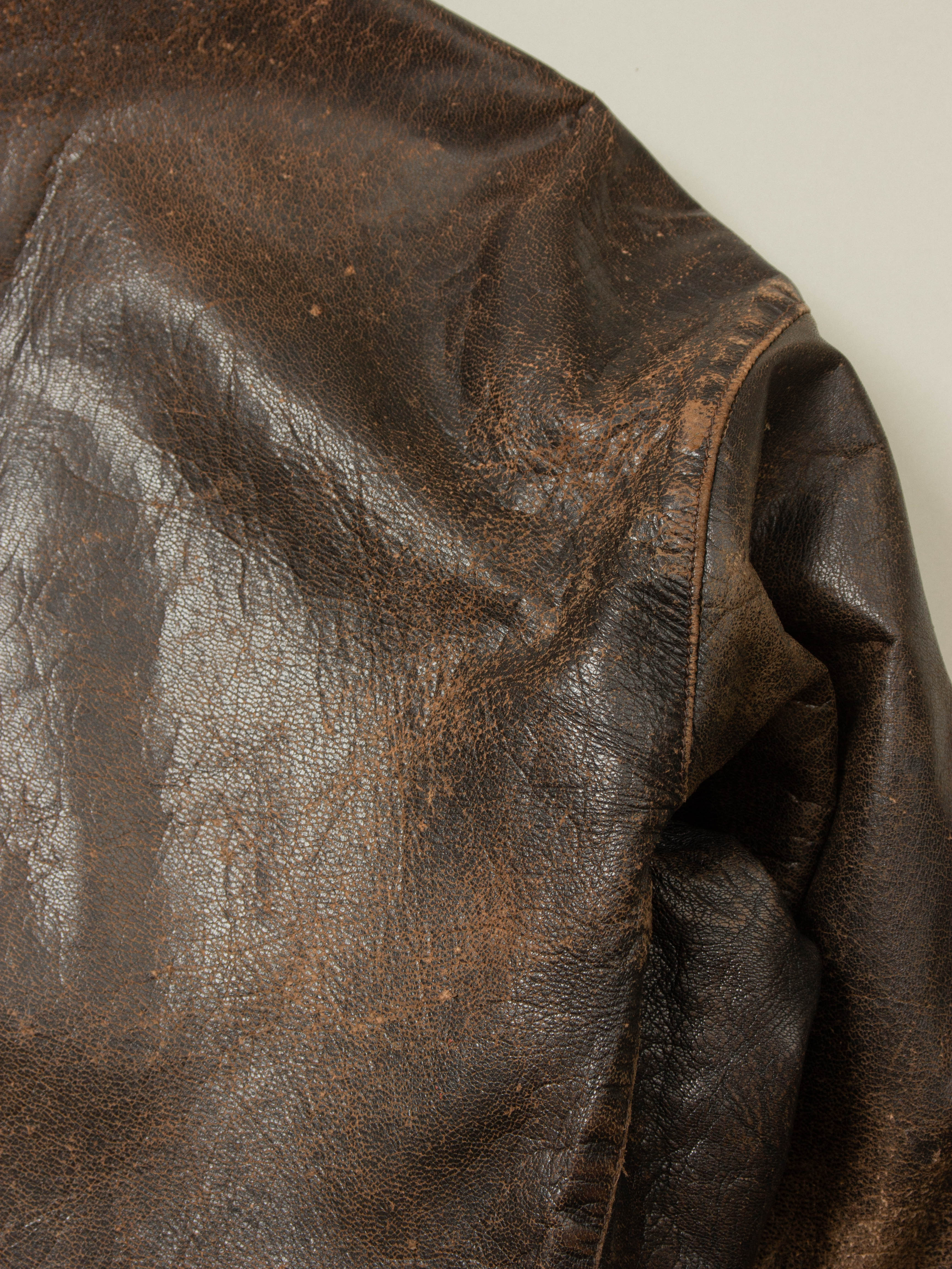 Vtg Rare 1950s Swedish Army Dispatch Leather Jacket (L) - Image 16