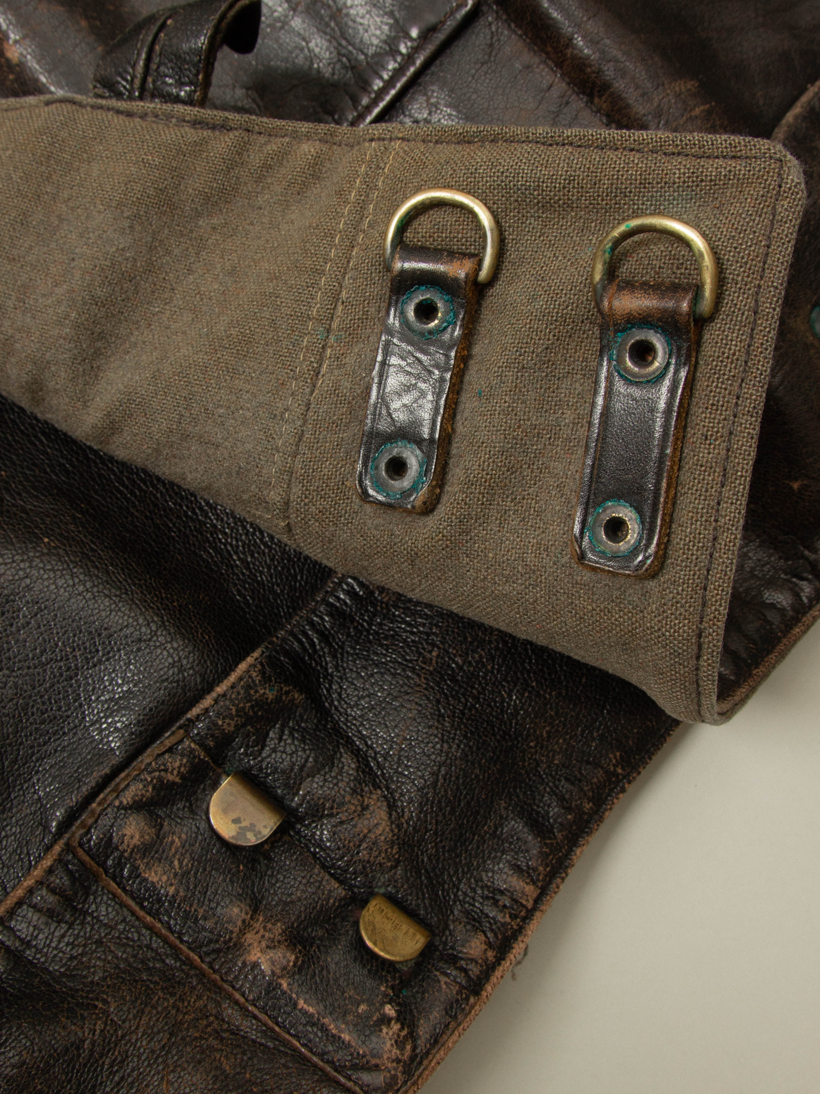 Vtg Rare 1950s Swedish Army Dispatch Leather Jacket (L) - Image 4