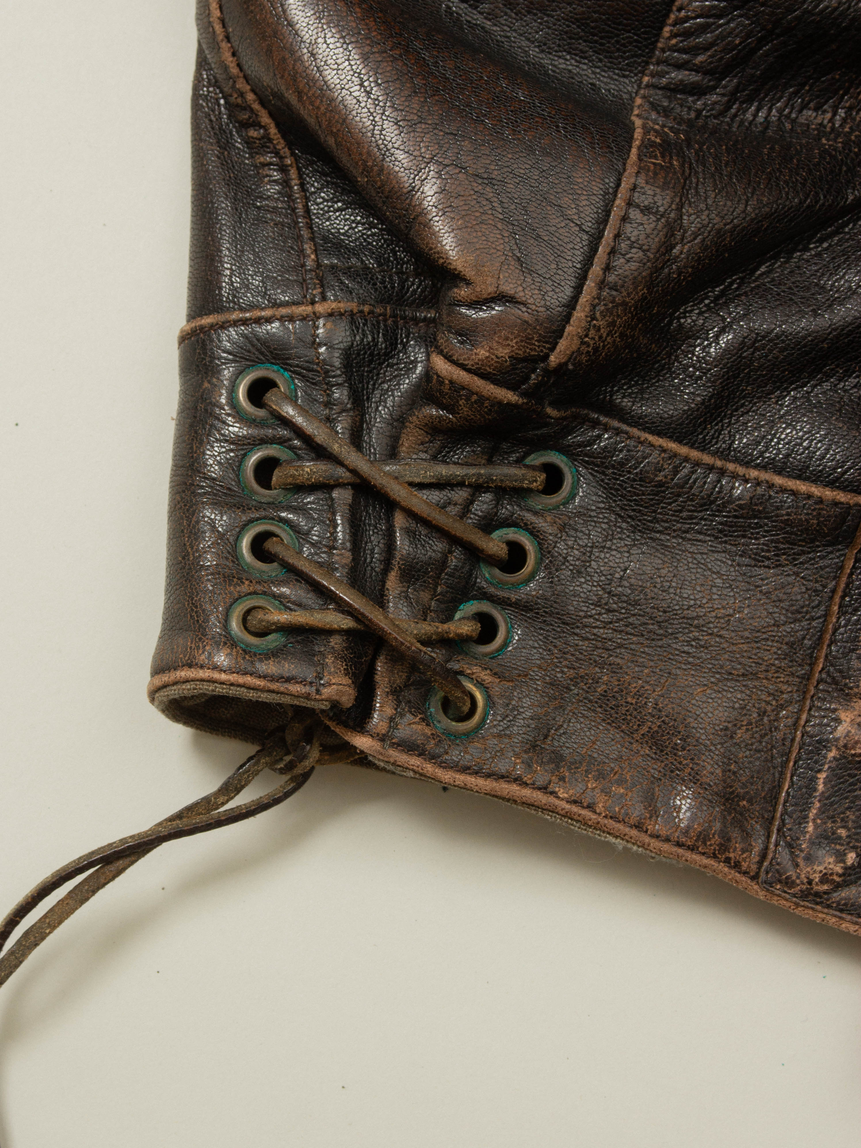 Vtg Rare 1950s Swedish Army Dispatch Leather Jacket (L) - Image 5