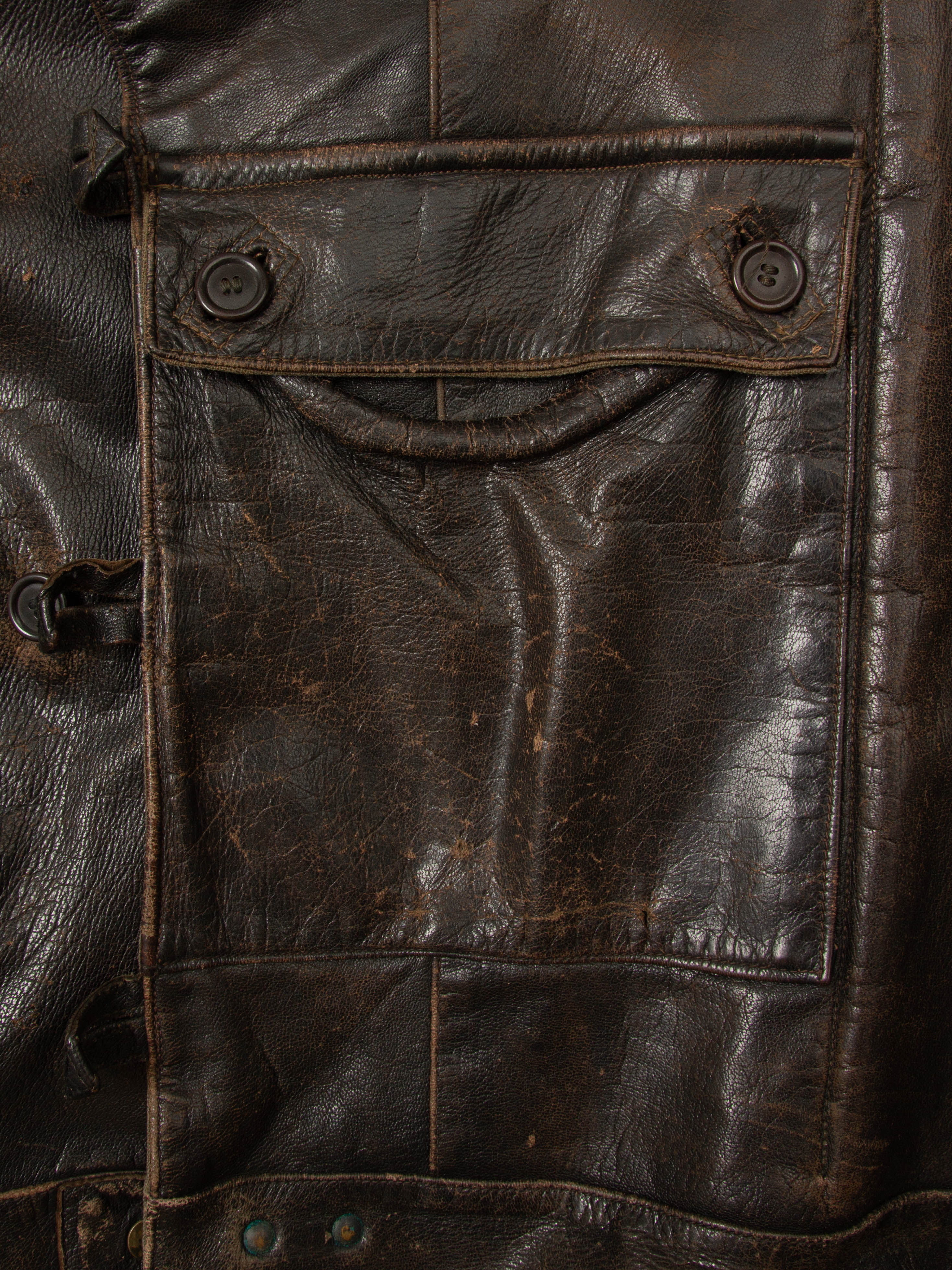 Vtg Rare 1950s Swedish Army Dispatch Leather Jacket (L) - Image 8
