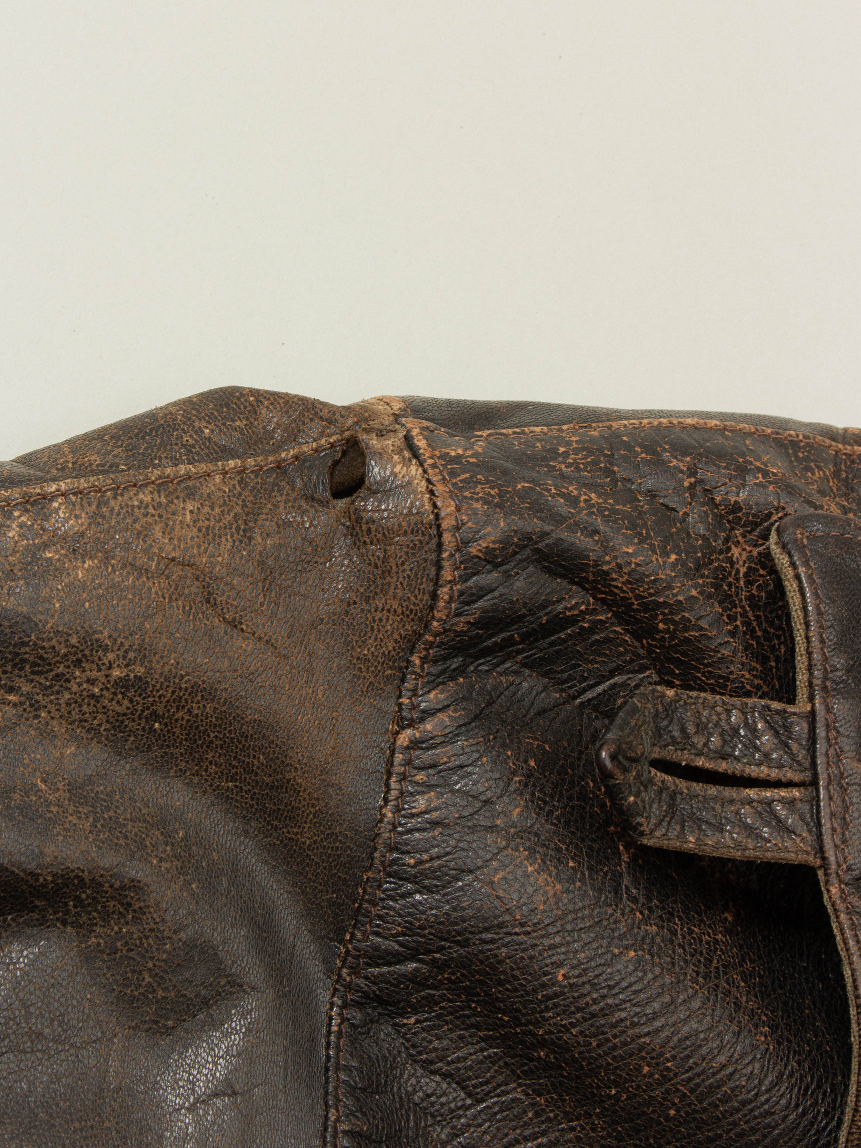 Vtg Rare 1950s Swedish Army Dispatch Leather Jacket (L) - Image 9