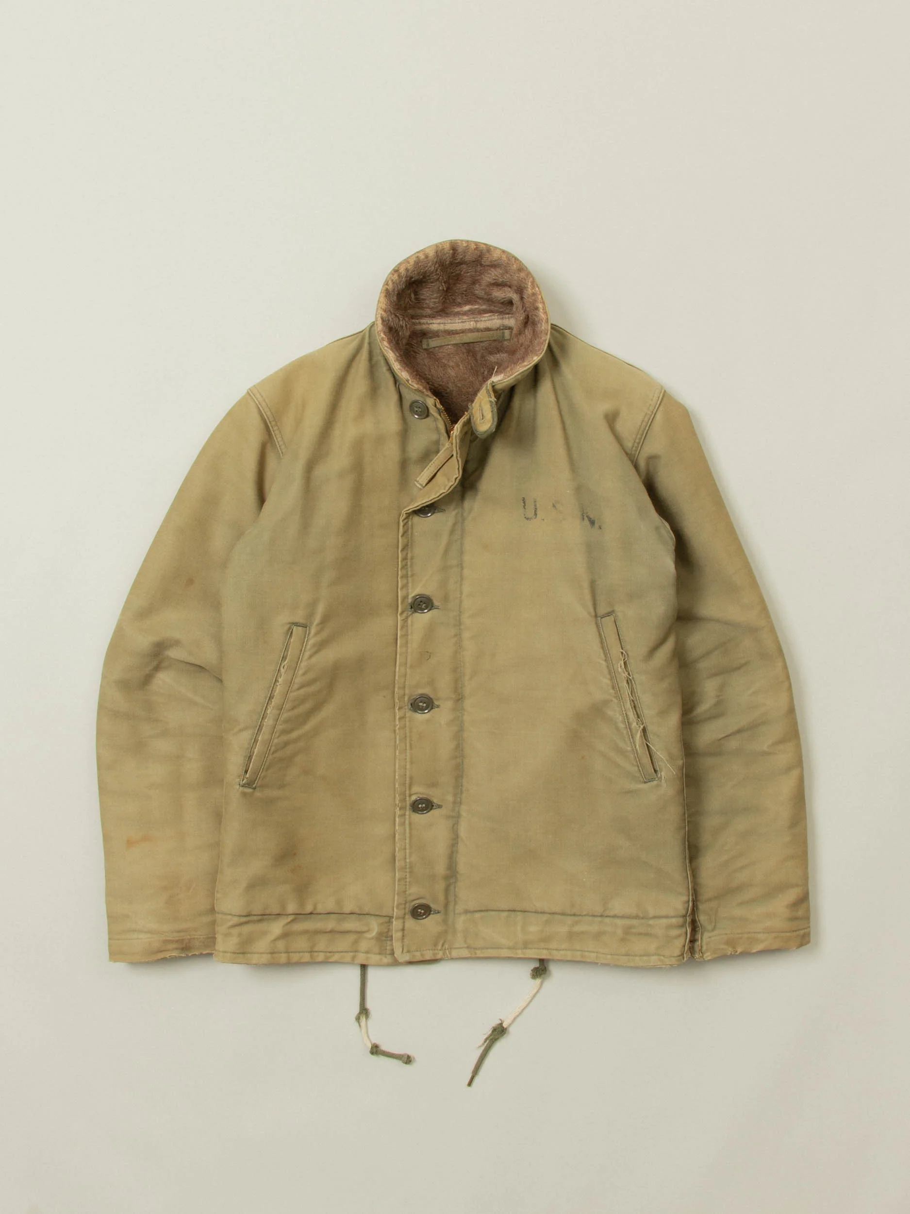 Vtg WWII US Navy N-1 Alpaca Deck Jacket (S/M)